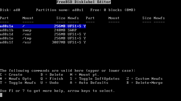 FreeBSD Disklabel Editor