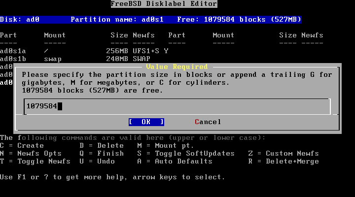 FreeBSD Disklabel Editor