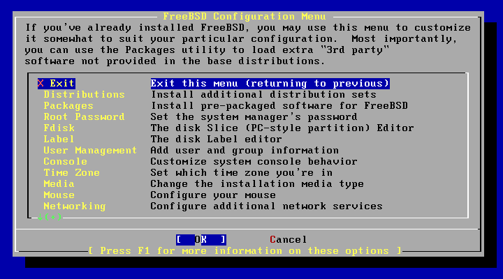 FreeBSD Configuration Menu